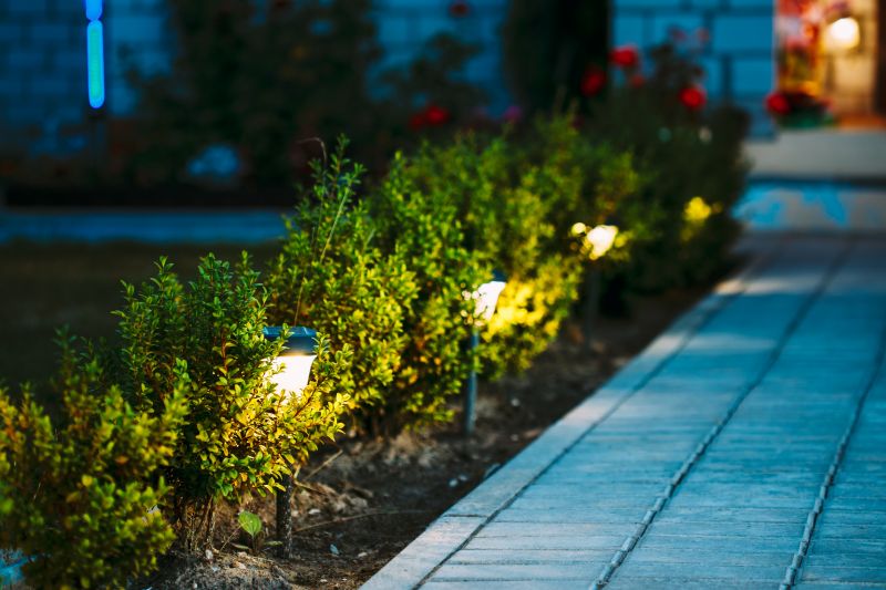 Nighttime paver patio lighting